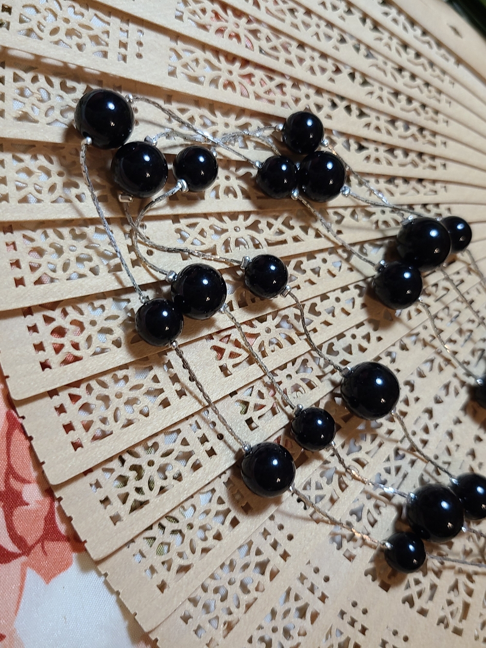 Black & Silver Beaded Necklace Set